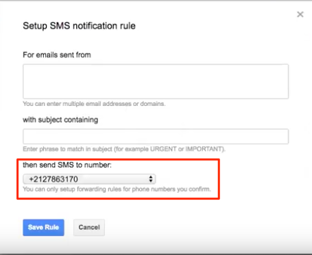 Impostazioni SMS Notifiche